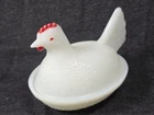Vintage Hen On Nest Milk Glass Covered  Dish