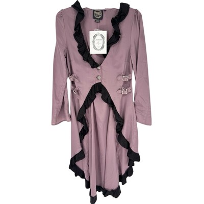 NWT Deadstock Vintage Funhouse NYC Gothic Steampunk Cutaway Coat Purple XS Emo