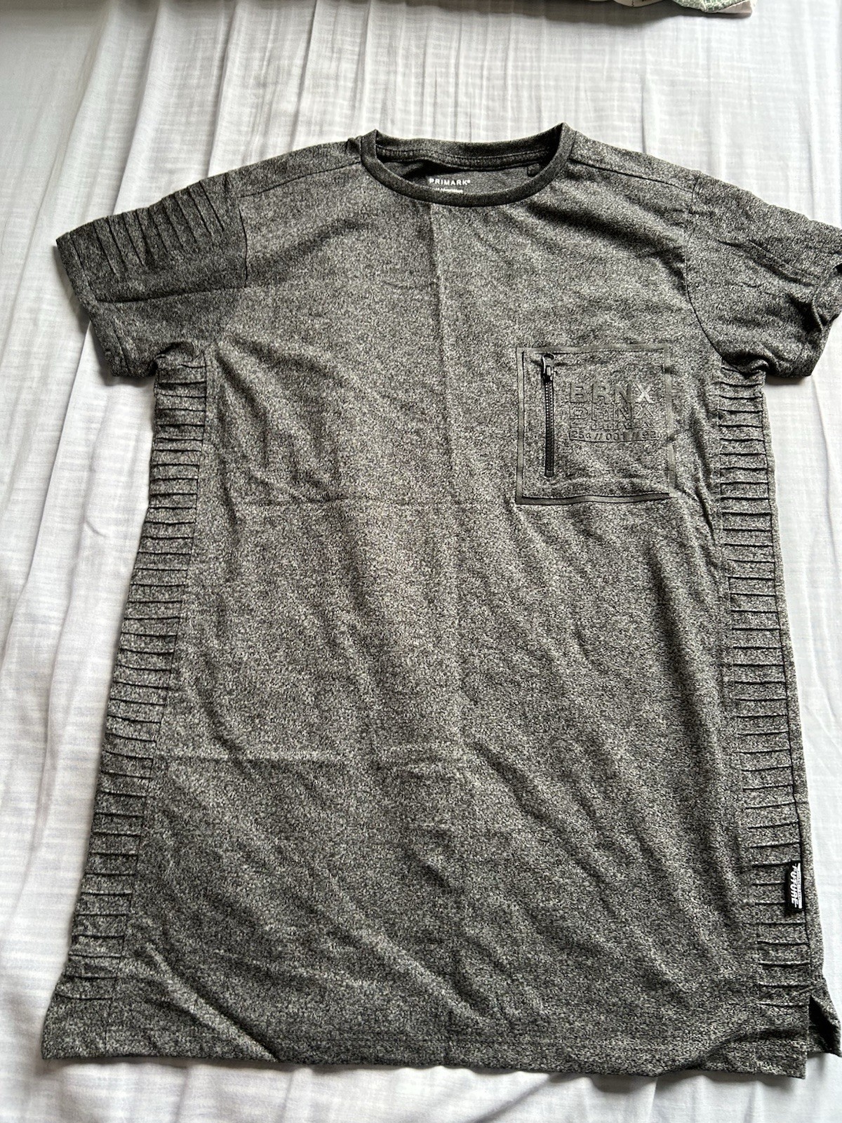 3x Primark Boys Grey Marl Zip Pocket T-Shirts Ages 9–14 Years image 2