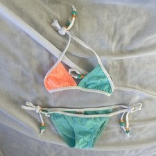 Babi-Kini Baby Girl Swimsuit Size Small 7-12M Teal Orange Colorblock
