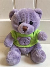 Vintage 2000 Animal Alley Purple Teddy Bear Plush 8  Toys R Us Stuffed Animal
