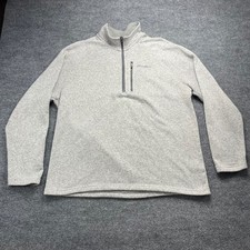 Eddie Bauer Mens XXL Gray Quarter Zip Fleece Pullover Sweater Knit Jacket