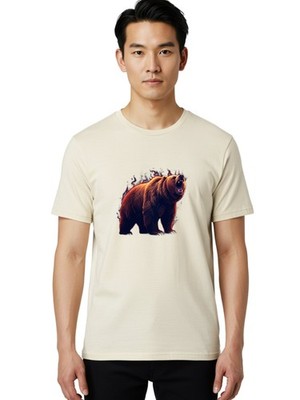 Grizzly-Bear-8 Mens Graphic Tee, 100% Cotton, Casual Summer Wear