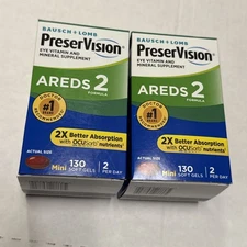 Pack Of 2 Bausch + Lomb PreserVision AREDS 2 Formula 130 Softgels EXP 01/27 NEW
