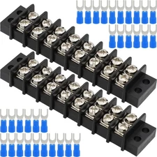 Terminal Block,2 Pack 8 Circuits 20-30A 200v-450v Dual Row Screw Terminals St...