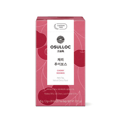 OSULLOC Cherry Rooibos Tea 20 Bags | Caffeine-Free | Rooibos with Natural Cherry