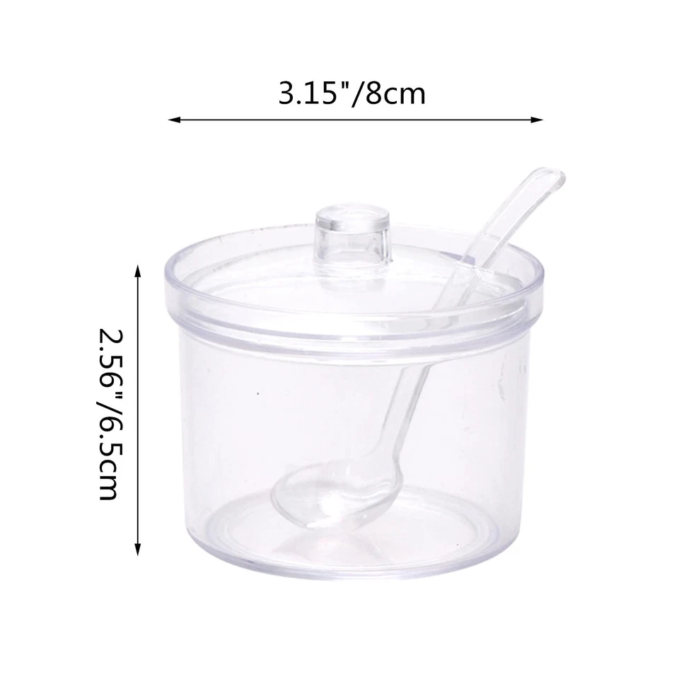 Juego de 4 azucareros acrílicos transparentes con tapa cuchara de sal almacenamiento tarro de azúcar con... Foto 2 de 4