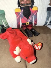 SNORT RED BULL 1995 RARE TY Beanie Baby With Tag & Tag Protector MINT Excellent