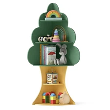 Tree Bookshelf for Kids 5-Tier Children Book Display Rack Toy Storage Organizer