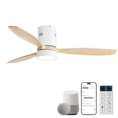 Sofucor 52 Inch Smart Ceiling Fans Light And Remote-Modern Smart Solid Wood