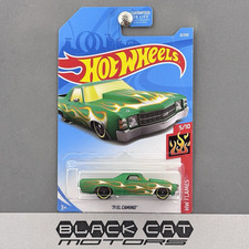 Hot Wheels '71 El Camino Satin Green w/Flames HW Flames 5/10 2019 "HAS CREASE"