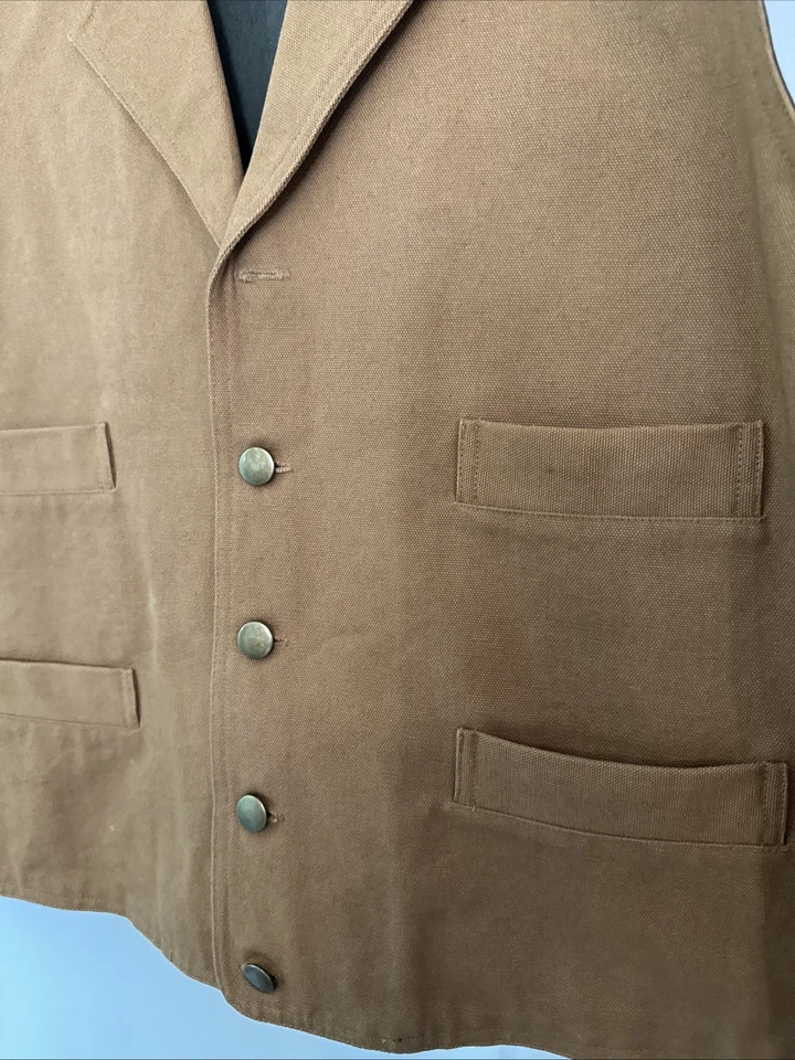 Frontier Classic Men's 2XL Brown Canvas Buckle Back Western Cowboy Style Vest - Image 2 of 4