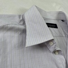 Canali Mens Shirt 42 16.5 White Multicolor Check Plaid French Cuff Dress Italy