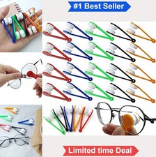 20 Pack Mini Eyeglass Microfiber Cleaner Clip 5 Colors Plastic Handle Lens