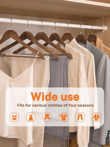 Premium Wooden Hangers 10 Pack Walnut Coat Hangers Wood Clothes Hangers Smoot... - Picture 5 of 9