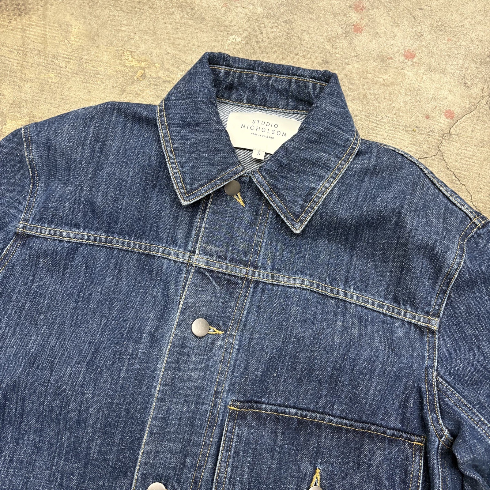 STUDIO NICHOLSON Patch 1 Pocket Denim Jacket Plea… - image 2