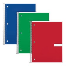 Supplies 3 Pack Notebooks, Wide Rule, 70 Sheets, 8X10.5 Inch