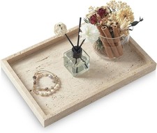 Travertine Tray,Bathroom Vanity Tray Non-Ceramic /Non-Resin, Marble Perfume Deco