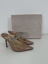 Jimmy Choo Bing 100 Patent Leathe Mules Heels Size Uk 5 Eu 38 Nude Crystal Shoes