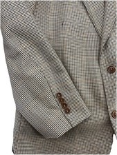Brooks Brothers Wool Blazer Mens 42L Beige Tan Brown Houndstooth Italian Made