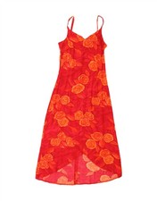 VINTAGE Womens Sleeveless Maxi Dress UK 10 Small Red Floral Viscose CA15