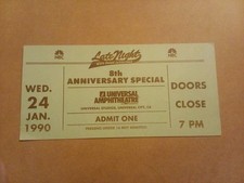 Late Night with David Letterman 8th Anniversary Special Audience Ticket - 1990
