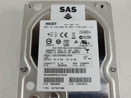 Lot of 5 HGST Ultrastar HUS724030ALS640 3 TB 3.5 in SAS 2 Enterprise Hard Drive - Bild 6 von 6