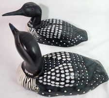 Hand Carved and Painted Wooden Loon Waterfowl...