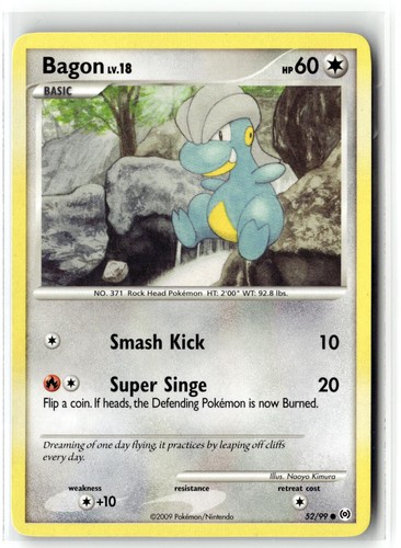 2009 POKEMON ARCEUS BAGON 52/99 C LP + FREE GIFT
