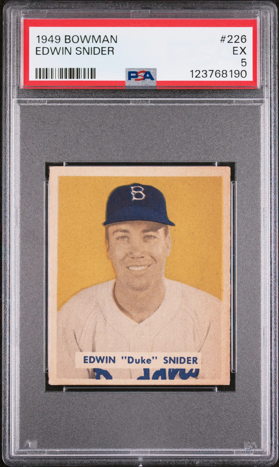 Edwin Snider #226 Baseball Cards 1949 Bowman trading card — raw and PSA graded price guide