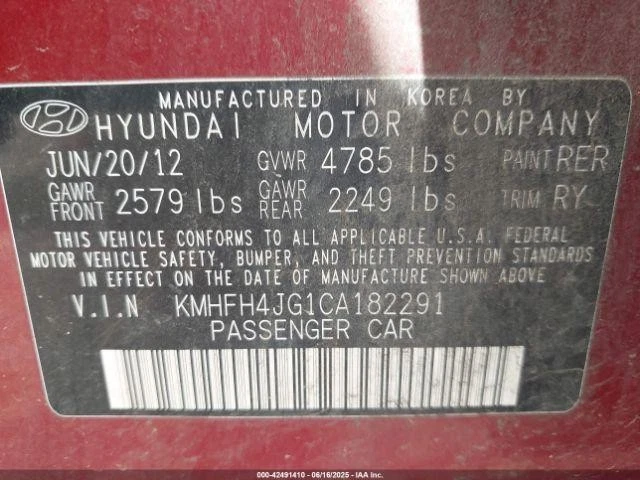 Used Hood fits: 2012 Hyundai Azera Grade A - Image 2 of 4