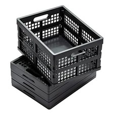 16L Collapsible Storage Crates,Folding Plastic Crates for Storage,Pack of