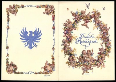 Telegram German Reichspost, 1932, Garlands of Flowers and Putti on the Outside 
