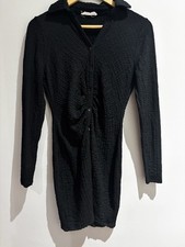Black Textured Long Sleeve Dress
