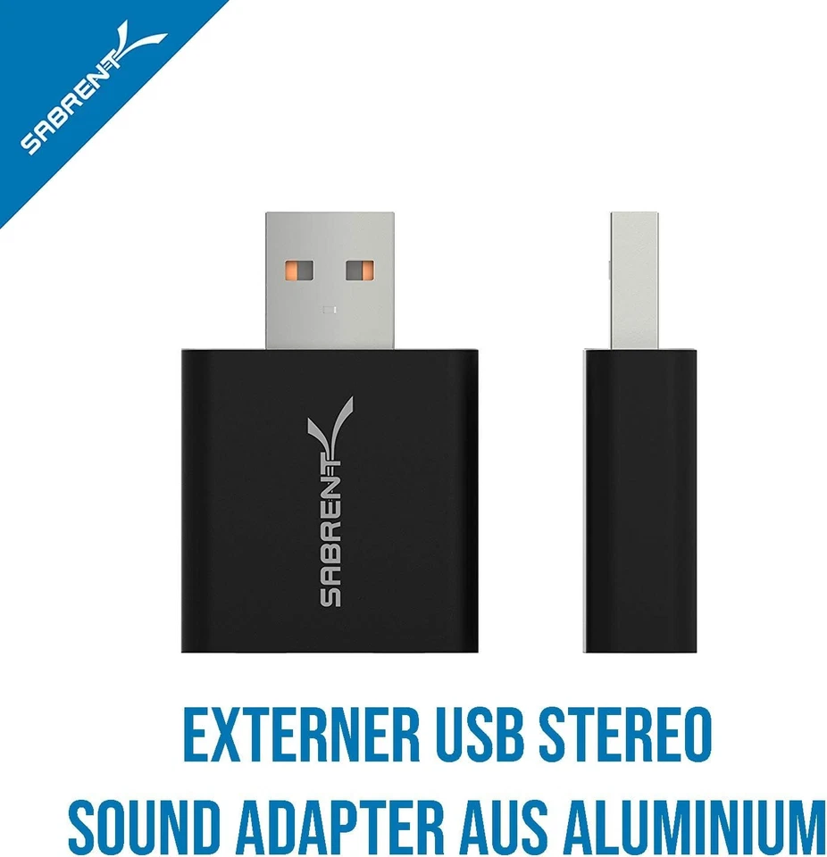 SABRENT Soundkarte USB auf Klinke 3,5mm Kopfhörer Audio Adapter Aluminium - Bild 2 von 4