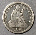 1847 Seated Liberty Quarter Pleasing F.