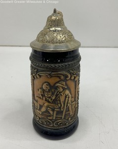 Vintage German Tin Top Lidded Beer Stein