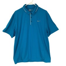 Nike Golf Mens Dri-FIT Standard Fit Blue Polo Shirt Short Sleeve Size L