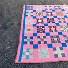 Vintage Handmade Patchwork Star Quilt Pink Blue Cotton Bedspread 78x68 — photo 2