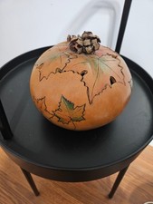 FolkArt Handcrafted/Painted Gourd with Lid Pre-owned
