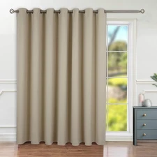 BGment Beige Sliding Door Curtain 96 Inch Long - Wide Room Darkening Room Div...