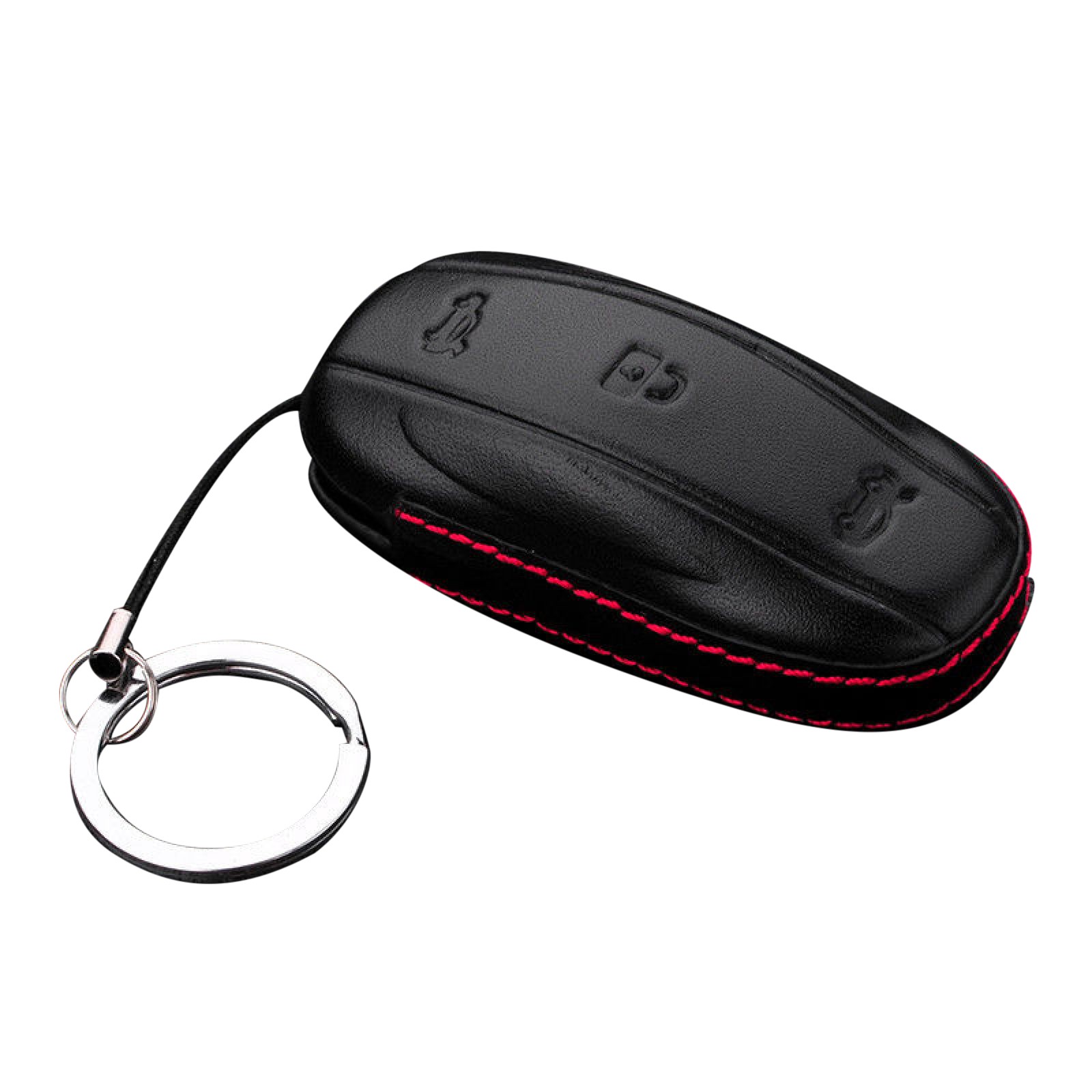 Car Key Protector Genuine Leather Cover Bag With Chain For Tesla Model S/X Fob D