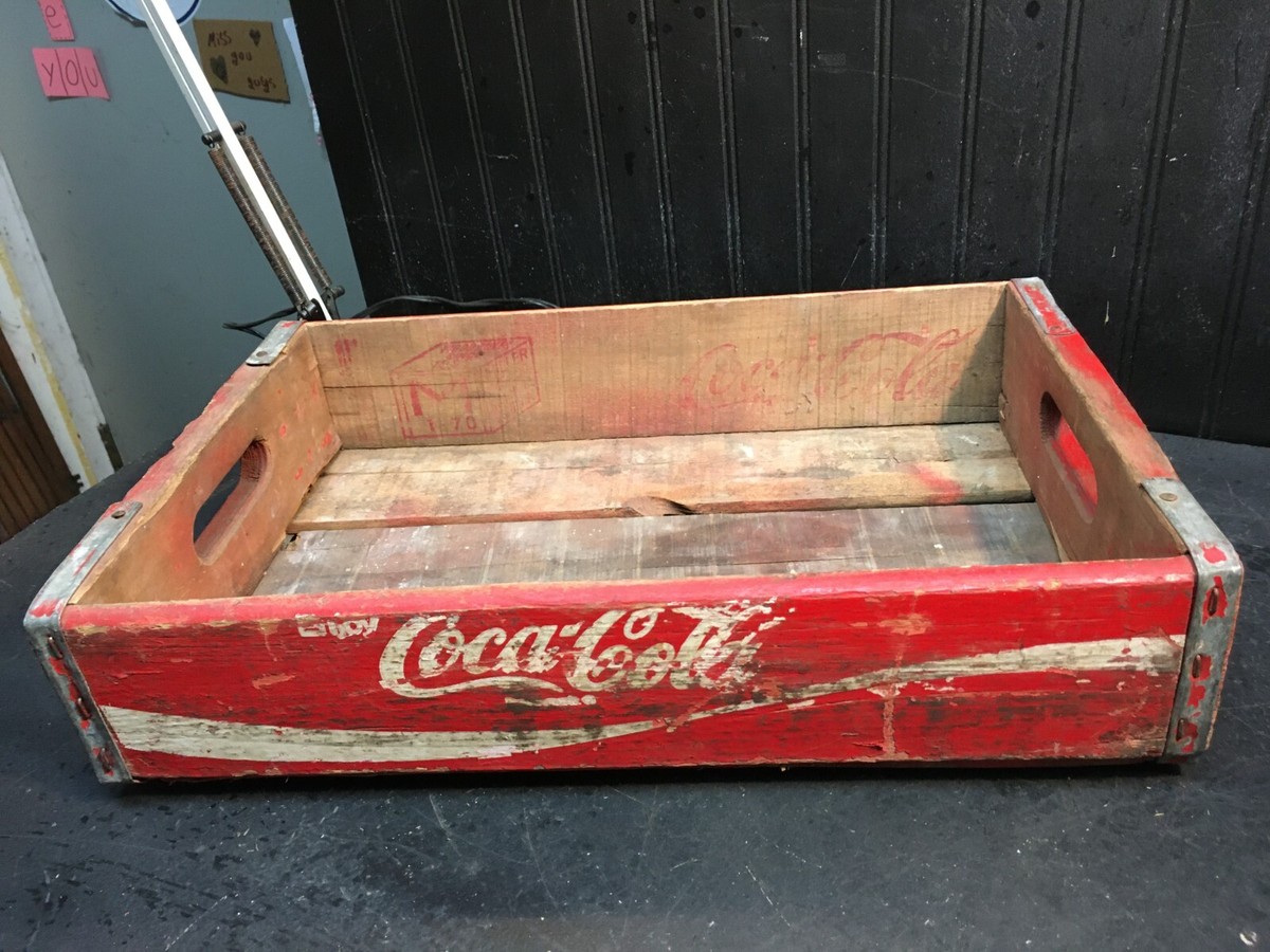 Vintage Coca Cola Wooden Red Crate w/Metal Banding Nice