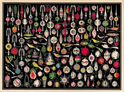 Vintage Christmas Ornaments Erwin Geyer Art Print Holiday Decor Nostalgic Design