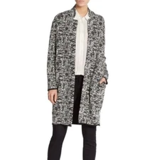 New $88 Philosophy Long Blazer Jacket Black & White Ponte Knit  Duster  LARGE
