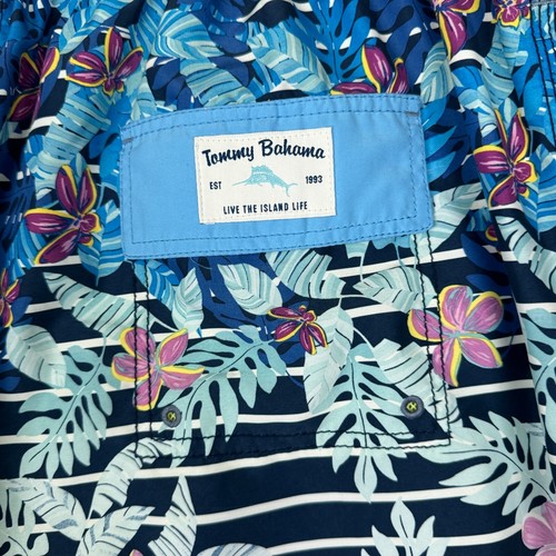 Tommy Bahama Board Shorts Mens XXL Blue Tropical Floral Nautical Beach Dad - Picture 8 of 16