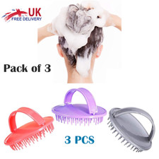 Pack of 3 (x3) Head Scrubbers Silicone Hair Scalp Massager Brush Soft Bath Comb
