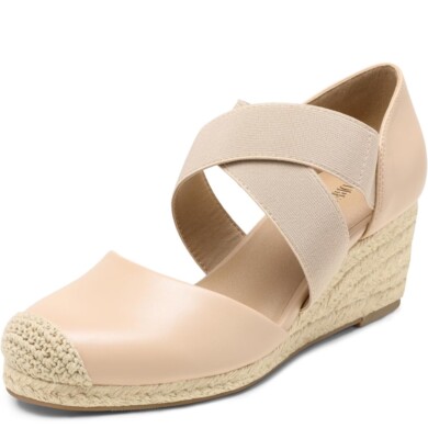 Dream Pairs Wedge Sandals Elastic Straps Nude Size 11
