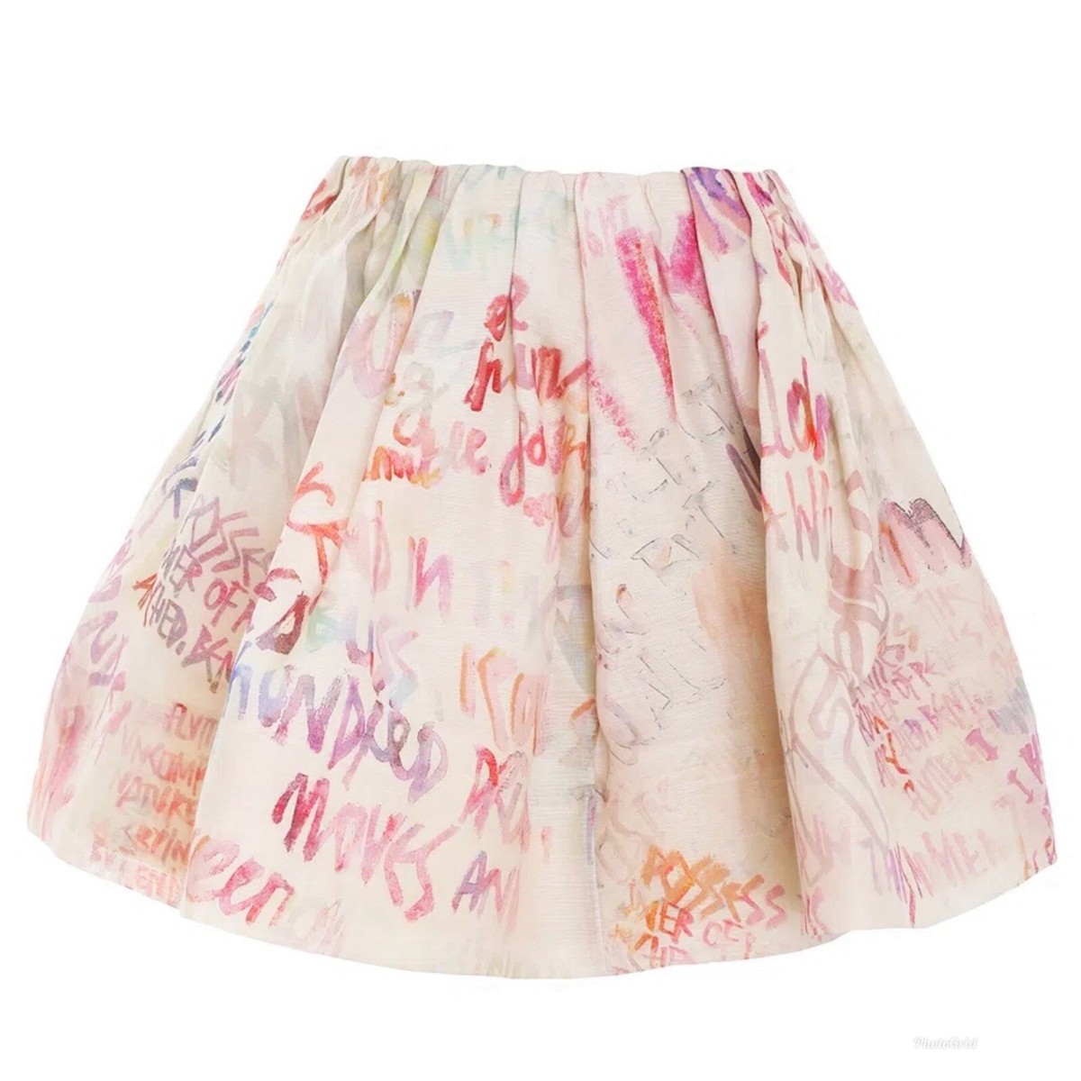 Zimmermann Dancer Gathered Graffiti Multicolor Mini Skirt