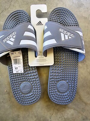 Adidas Adissage Slides Mens 17 Gray Brand New Shower Shoes Beach Sandals 